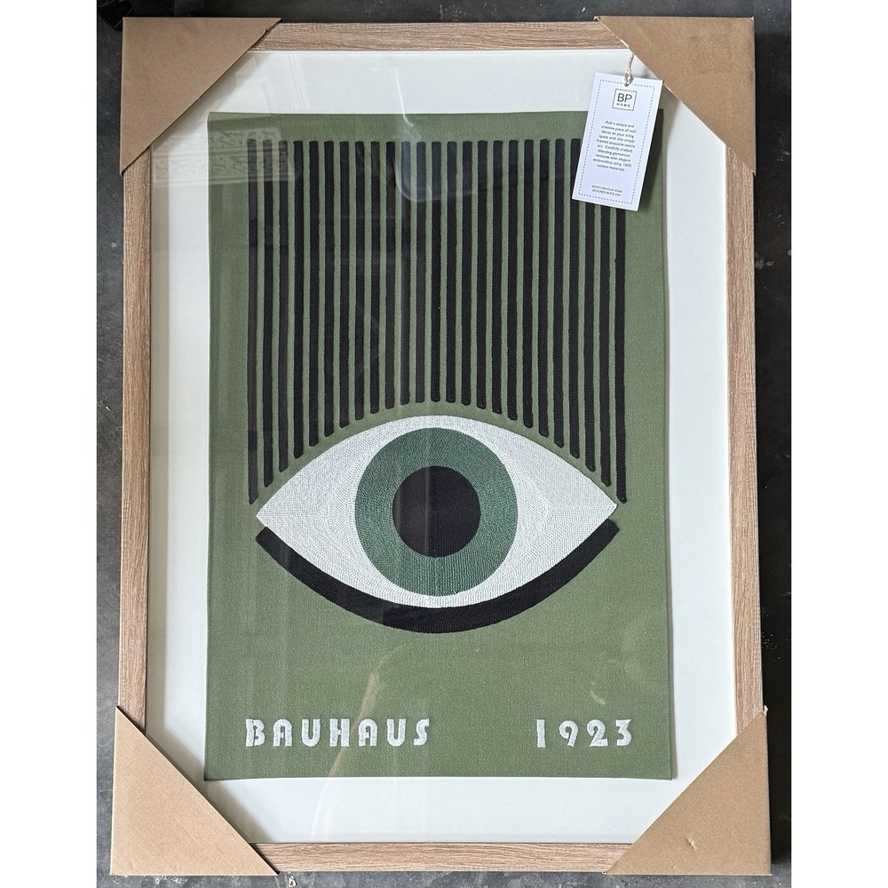 BP Home Textile Woven Glass Framed Embroidered Evil Eye Bauhaus Wall Decor